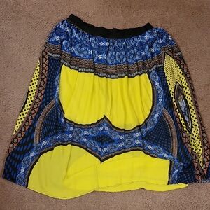 Ashley Stewart Yellow and Blue A-Line Skirt
